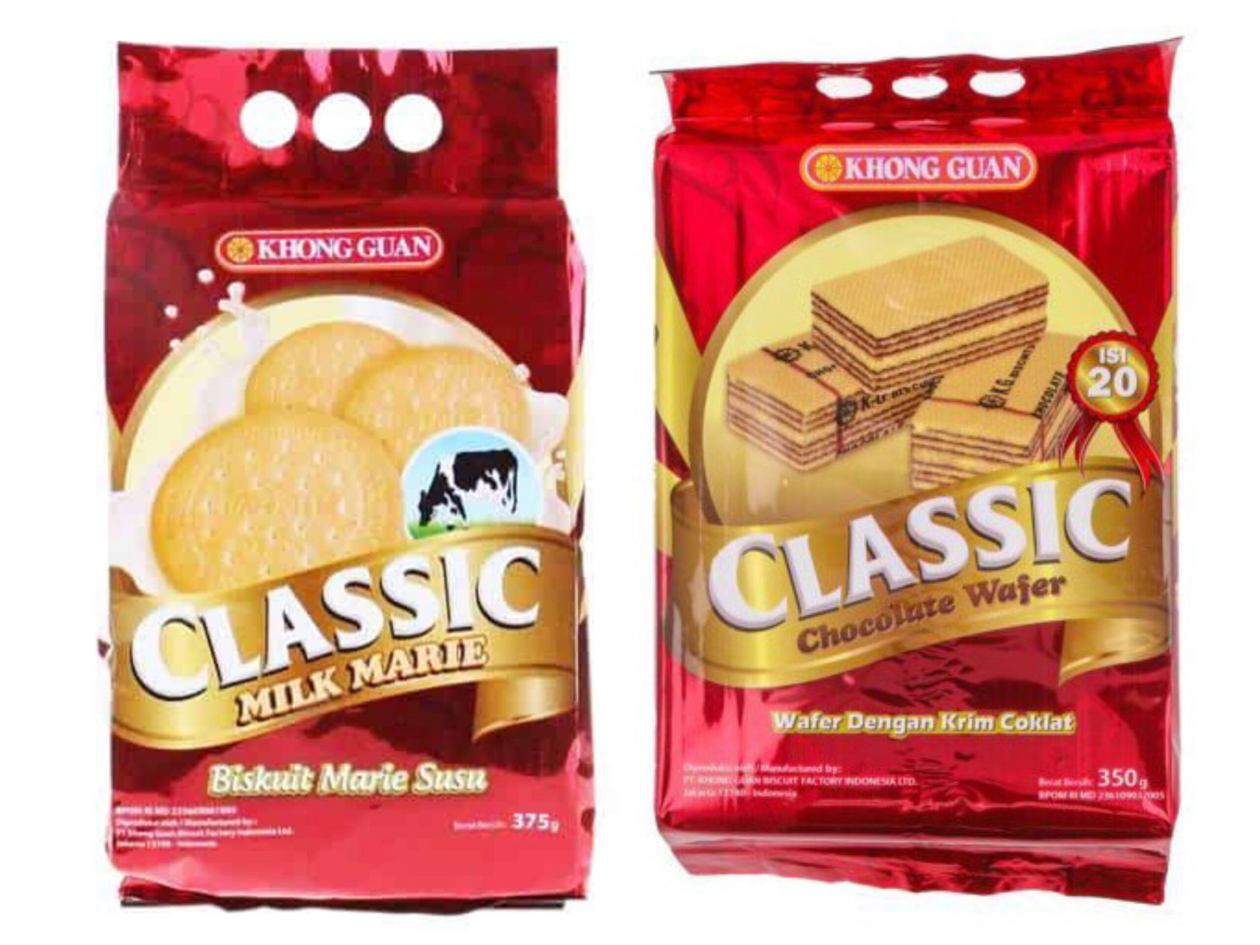 KHONG GUAN CLASSIC 康元經典系列 巧克力威化餅/ 牛奶餅乾 350g