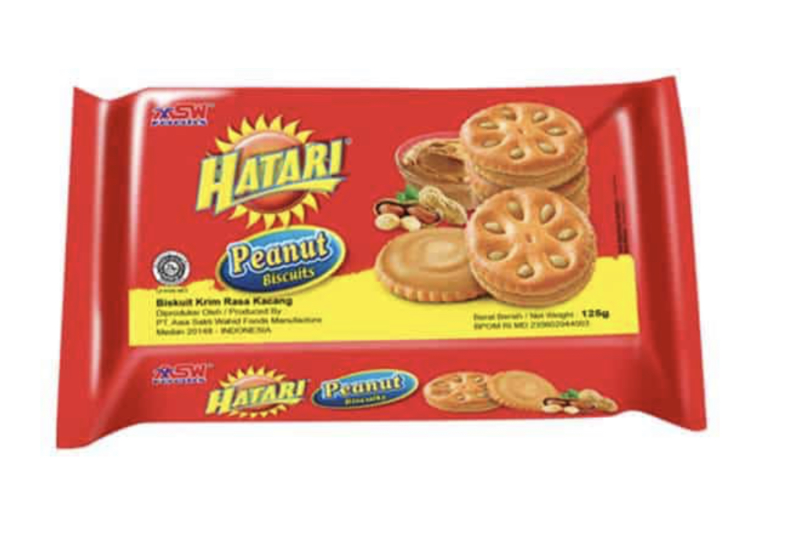 ASW FOODS HATARI 花生脆片夾心餅乾 120g